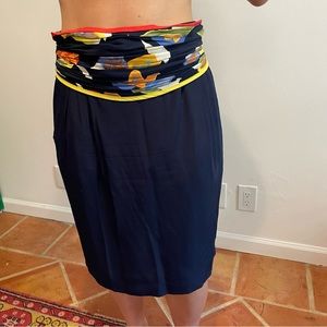 Navy skirt with colorful belt/waist band